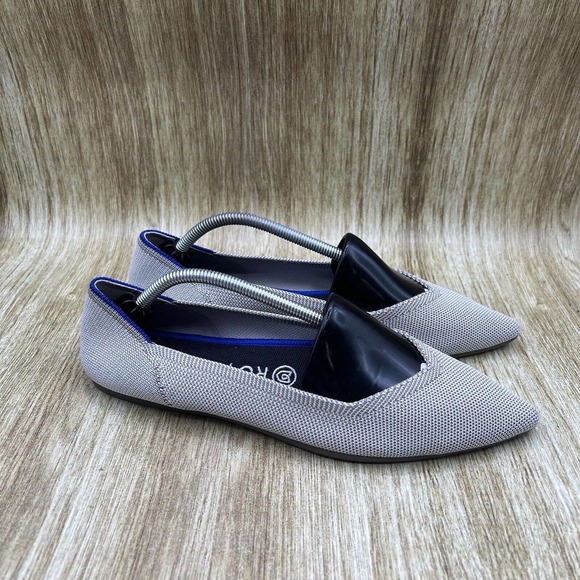 Rothys The Point Flax Birdseye Gray Slip On Ballet Flats Shoes Women's Size 9 - Picture 1 of 8